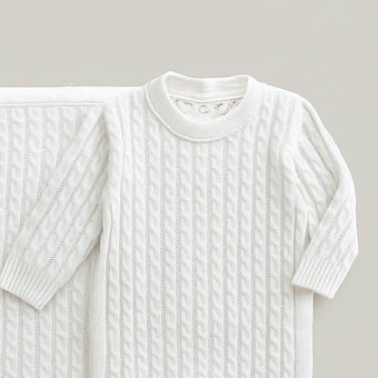 Kit Saída Maternidade 2 Peças Tricot Trançado Off White