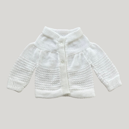 Kit 3 peças Bebê Casaco Tricot Gorro E Luva Off White